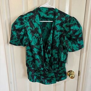 Vintage 80s green and black wrap top /jacket + read description accepting offers